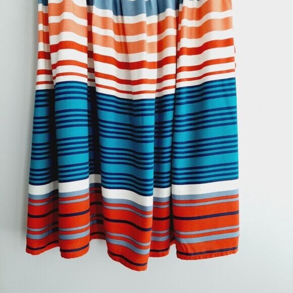 GYPSIES & MOONDUST Stripe Pattern Light Fit & Flare Dress Red White & Blue Sz L - Picture 5 of 15